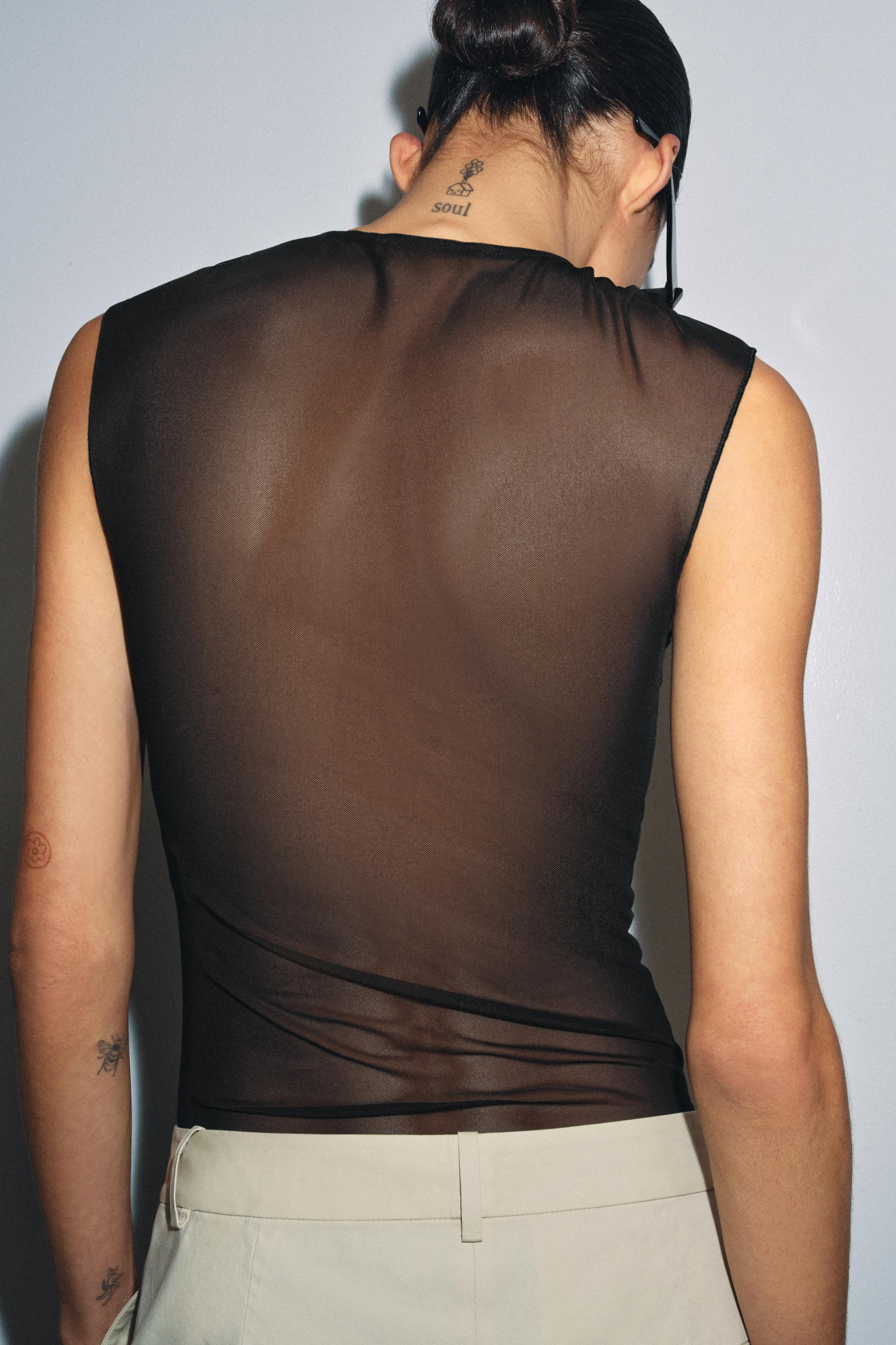 EMBROIDERED TULLE BODYSUIT